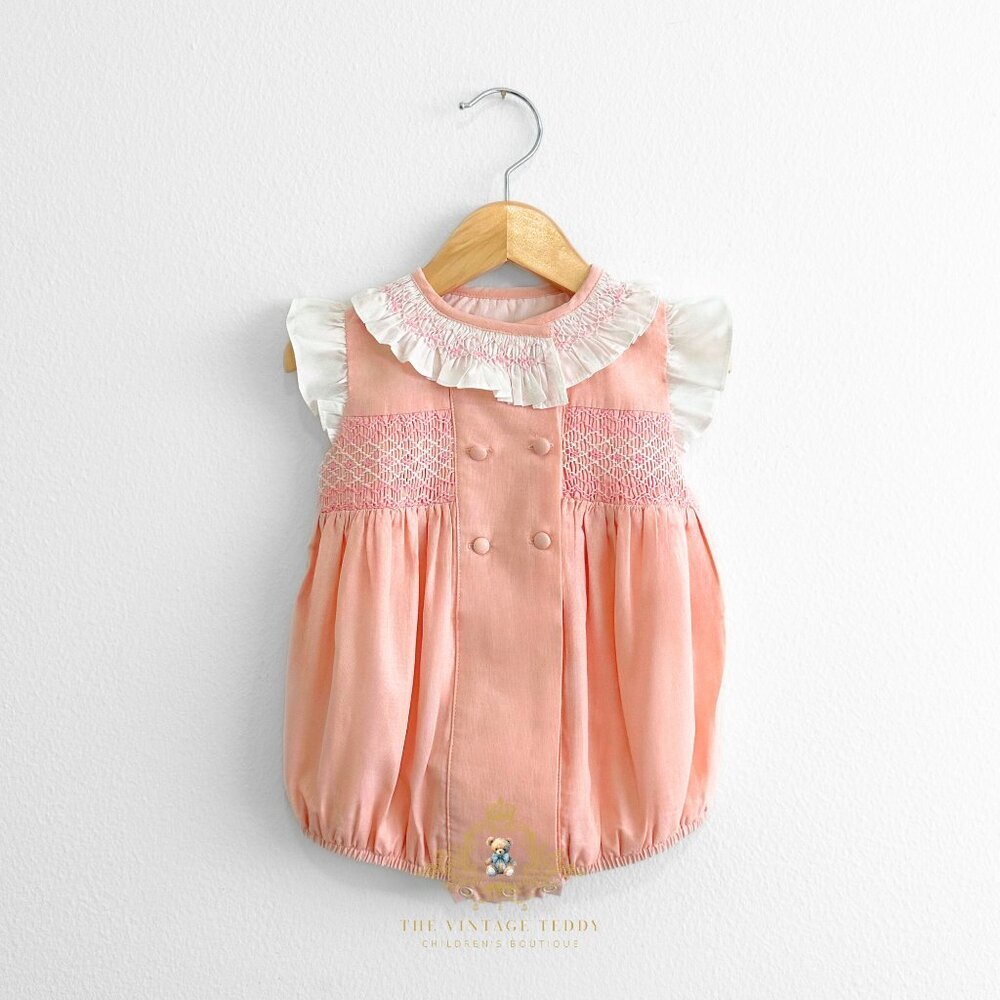 NWT Beautiful Girls Smocked Celebration Bubble Spanish Style Boutique Blush 9M